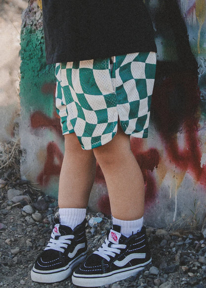 Green Checker Basketball Shorts